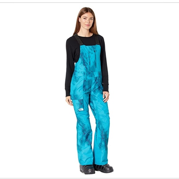 The North Face Women's Freedom Bib Enamel Blue Marble Texture Camo Sz XL Long - Picture 1 of 2